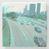Het Verkeer van Chicago in Kleurde Folie Stenen Onderzetter (Voorkant)