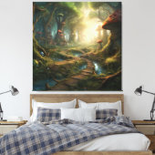 Het verkennen van het betoverde paddenstoelenbos canvas afdruk (Insitu (Slaapkamer))
