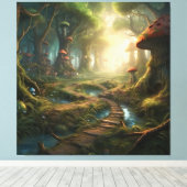 Het verkennen van het betoverde paddenstoelenbos canvas afdruk (Insitu (Houten vloer))