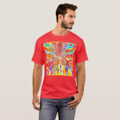 Het verkennen van levendige kleurrijke patroon t-shirt (Voorkant volledig)