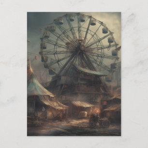Het verlaten carnaval tenten reuzenrad briefkaart