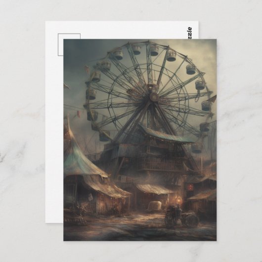 Het verlaten carnaval tenten reuzenrad briefkaart (Voorkant / Achterkant)