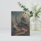 Het verlaten dystopische carnaval tent reuzenrad briefkaart (Staand voorkant)