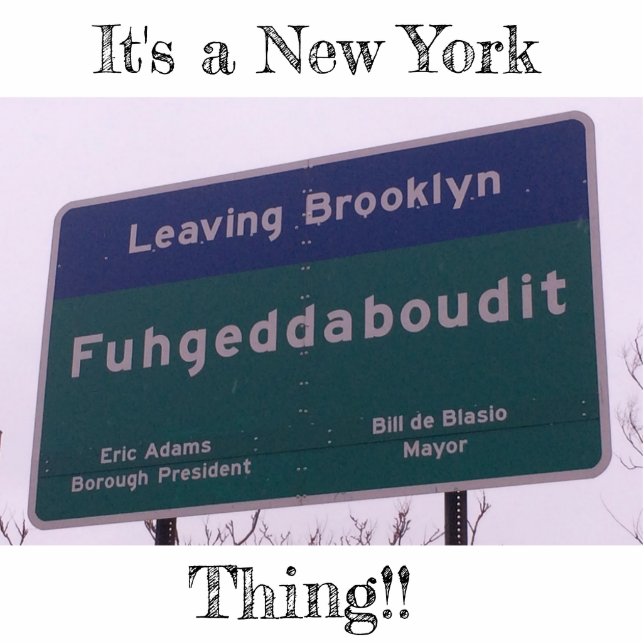 Het verlaten van Brooklyn New York Fuhgeddaboudit Staand Fotobeeldje (Voorkant)
