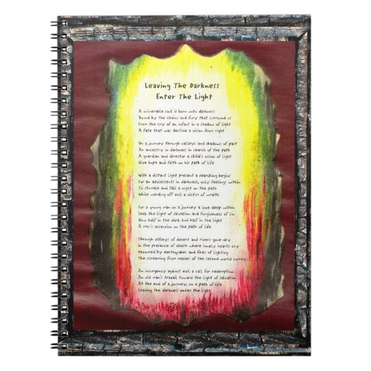 Het verlaten van de duisternis, gaat het licht in notitieboek (Voorkant)