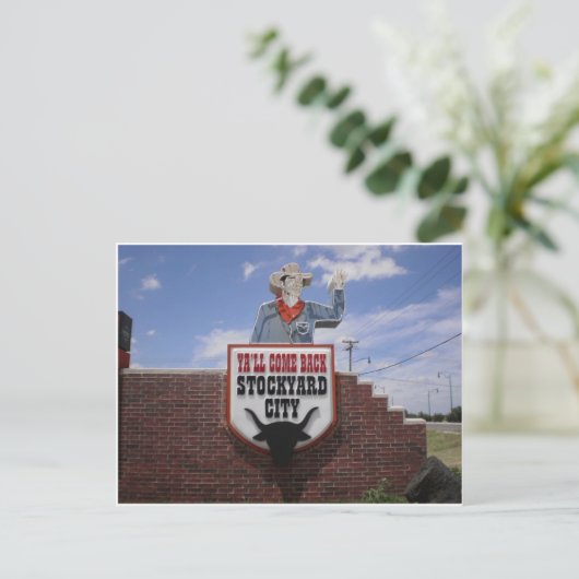 Het verlaten van de Veekralen van de Stad van Briefkaart (Staand voorkant)