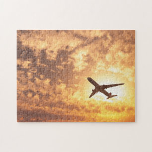 Het verlaten van een Jet Plane Airplane Sky Sunset Legpuzzel