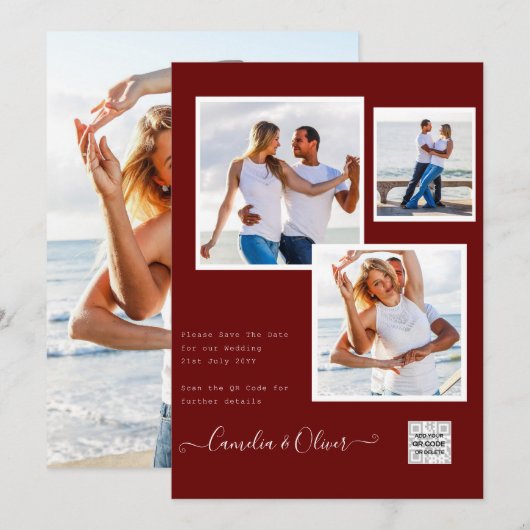 Het verlaten van FOTO WEDDING INVITE sparen de Dat Kaart (Voorkant / Achterkant)