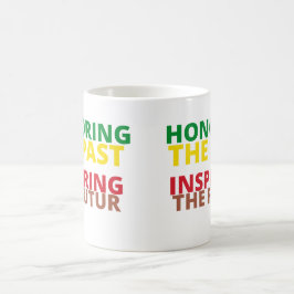 Het verleden respecteren dat inspireert tot de toe koffiemok