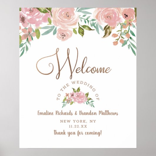 Het verlenen van Roos  Stusty Pink Welkomstteken Poster (Voorkant)