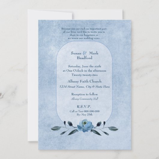 Het Verlengen van Huwelijksgeloften Blauwe Rozen H Kaart (Achterkant)