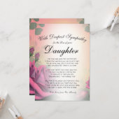 Het verlies van een dochter Memorial Kaart (Voorkant / Achterkant in situ)