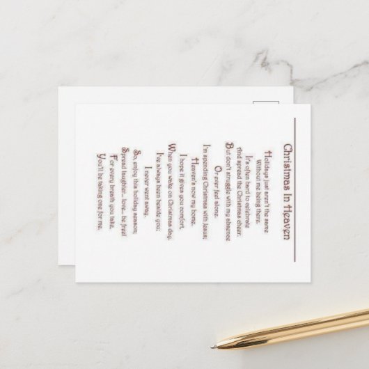 Het verlies van een geliefde briefkaart (Voorkant / Achterkant in situ)