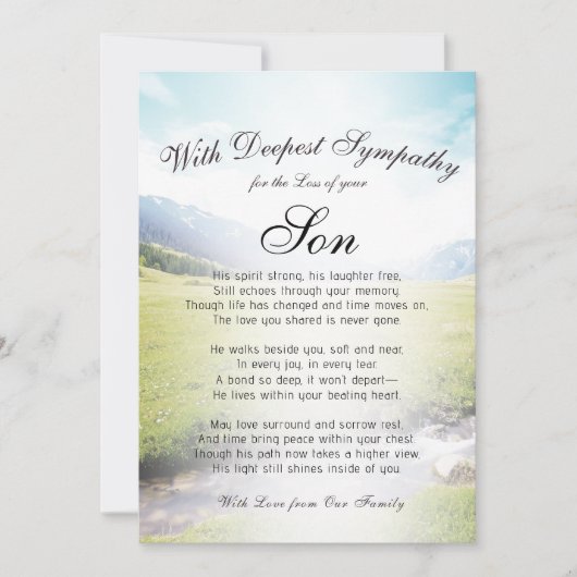 Het verlies van een Son Memorial Kaart (Voorkant)
