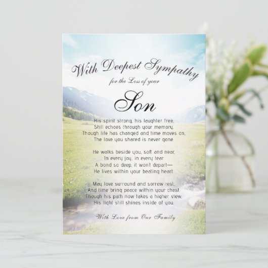 Het verlies van een Son Memorial Kaart (Staand voorkant)