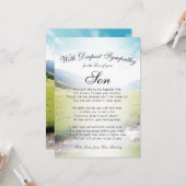 Het verlies van een Son Memorial Kaart (Voorkant / Achterkant in situ)