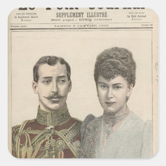 Het Verloving van Albert Victor Duke van Vierkante Sticker (Voorkant)
