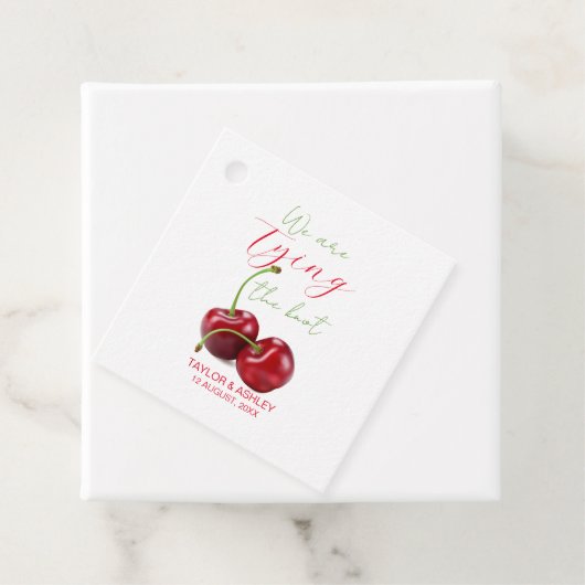Het Verloving van de Knot Cherry Bedankjes Labels (In situ)