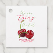 Het Verloving van de Knot Cherry Bedankjes Labels (Voorkant)
