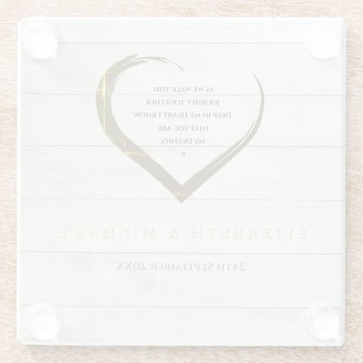 Het Verloving van het huwelijk Rustic het Persoonl Glazen Onderzetter (Achterkant)