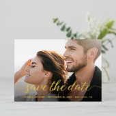 Het Verloving van het Manuscript van Elegant Foto  Folie Feestdagenkaart (Staand Voorkant)