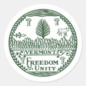 Het Vermont-zegel Ronde Sticker (Voorkant)