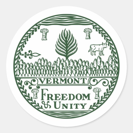 Het Vermont-zegel Ronde Sticker (Voorkant)