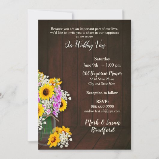 Het vernieuwen van onze bruiloft - Uitnodiging van (Achterkant)