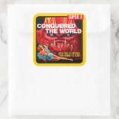 "Het veroverde de wereld" filmdoos Vierkante Sticker (Tas)