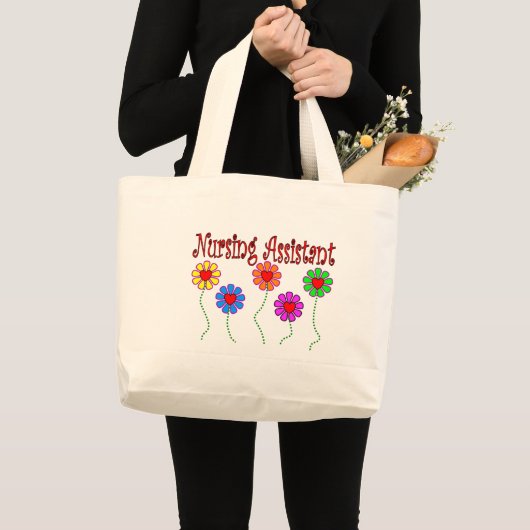 Het verpleegkundige Hulpgeschenken-Floral Ontwerp Grote Tote Bag (Voorkant (product))