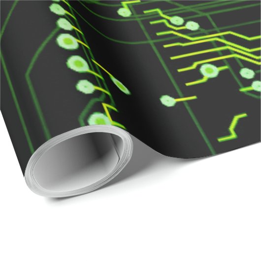 Het verpletteren van Groene Abstracte Elektronisch Cadeaupapier (Rol Hoek)