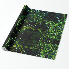 Het verpletteren van Groene Abstracte Elektronisch Cadeaupapier