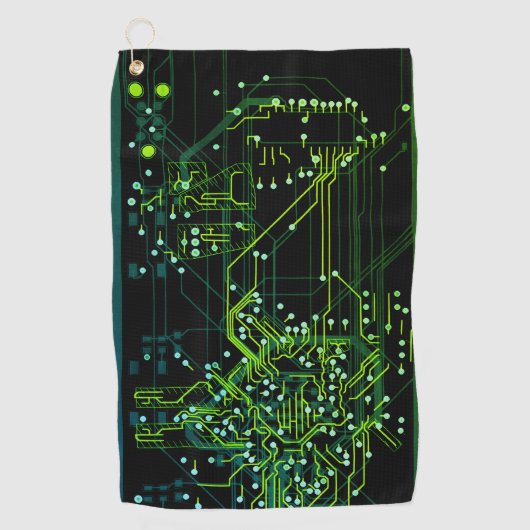 Het verpletteren van Groene Abstracte Elektronisch Golfhanddoek (Voorkant)