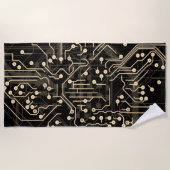 Het verpletteren van het Zwarte Gold Abstracte Mod Strandlaken (Voorkant)