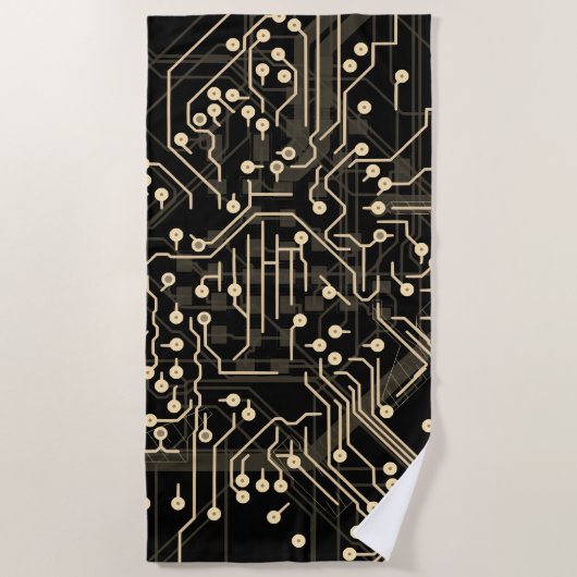 Het verpletteren van het Zwarte Gold Abstracte Mod Strandlaken (Voorkant)