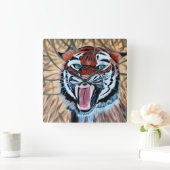 Het verpletteren van tijger langer op paraatheid vierkante klok (Huis)