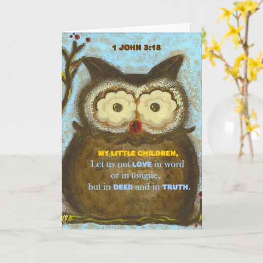 Het Vers van de bijbel: 1 John 3:18 Kaart (Gele Bloem)