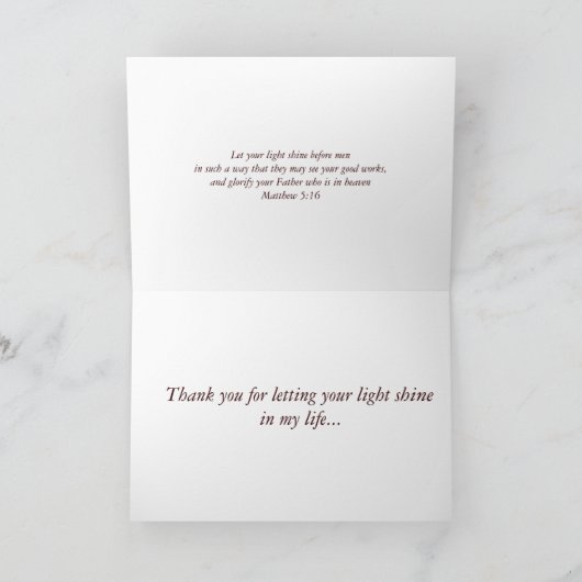 Het Vers van de het 5:16Bijbel van Matthew dankt u Bedankkaart (Binnen)