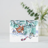 het verscheuren van een Cadeau van Kerstmis, wat? Feestdagenkaart (Staand voorkant)