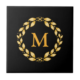 Het versierd Gouden Leaved Roman Monogram van de Tegeltje