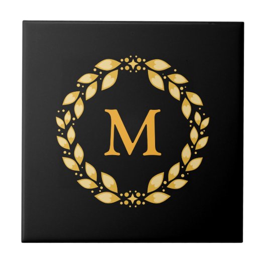 Het versierd Gouden Leaved Roman Monogram van de Tegeltje (Voorkant)