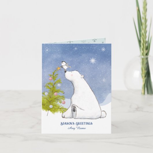 Het versieren van de boom Kerstmis Kaart (Voorkant)