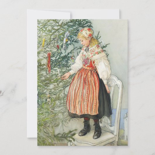 Het versieren van de kerstboom - Carl Larsson Feestdagenkaart (Voorkant)