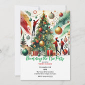 Het versieren van de Kerstboom Kerstfeest Kaart (Voorkant)