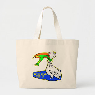 Het Versperren van de kikker de Vogel geeft nooit Grote Tote Bag