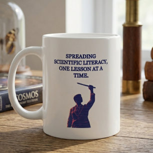 Het verspreiden van wetenschappelijke geletterdhei koffiemok