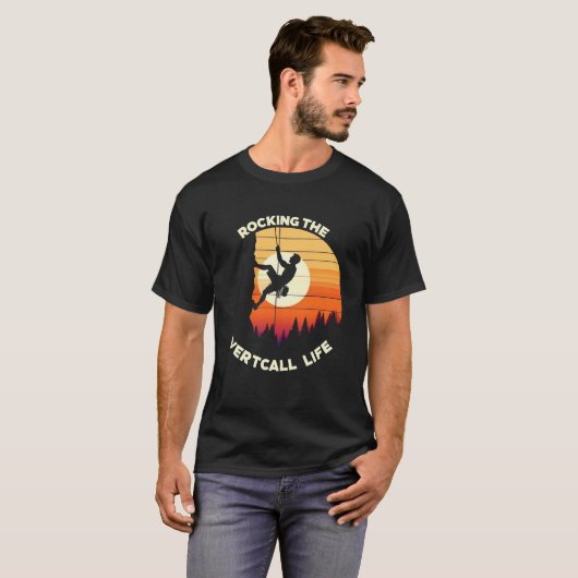 Het verticale leven omgooien | rotsklimmer t-shirt (Voorkant volledig)