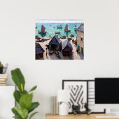 Het vertrek van de boten, Étretat Poster (Thuiskantoor)