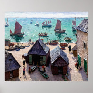 Het vertrek van de boten, Étretat Poster