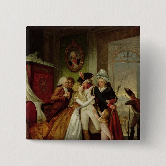 Het vertrek van de vrijwilligers vierkante button 5,1 cm (Voorkant)